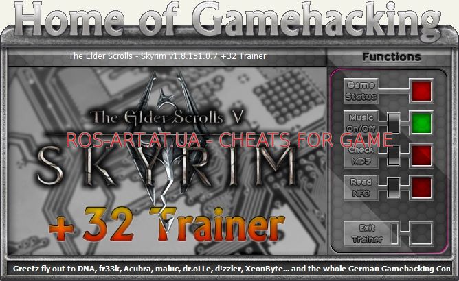 The Elder Scrolls 5 - Skyrim: Трейнер/Trainer (+31) [1.9.29.0.8 ~ 1.9.32.0.8 / Update 12 ~ 13] {sILeNt heLLsCrEAm / HoG}