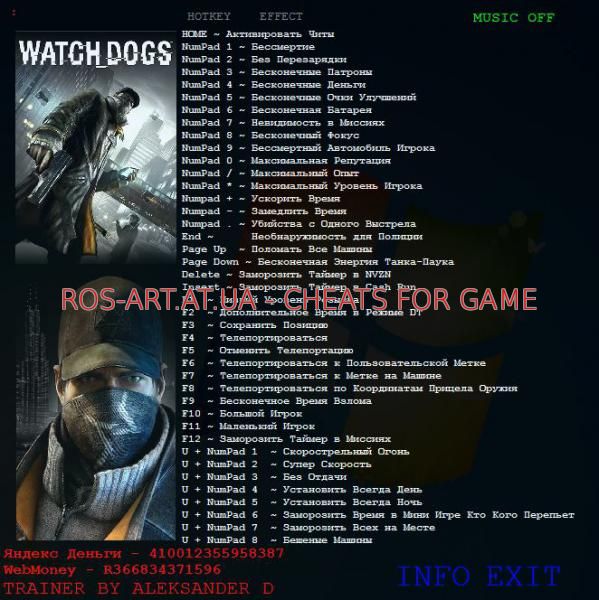 Чит для Watch_Dogs: Трейнер/Trainer